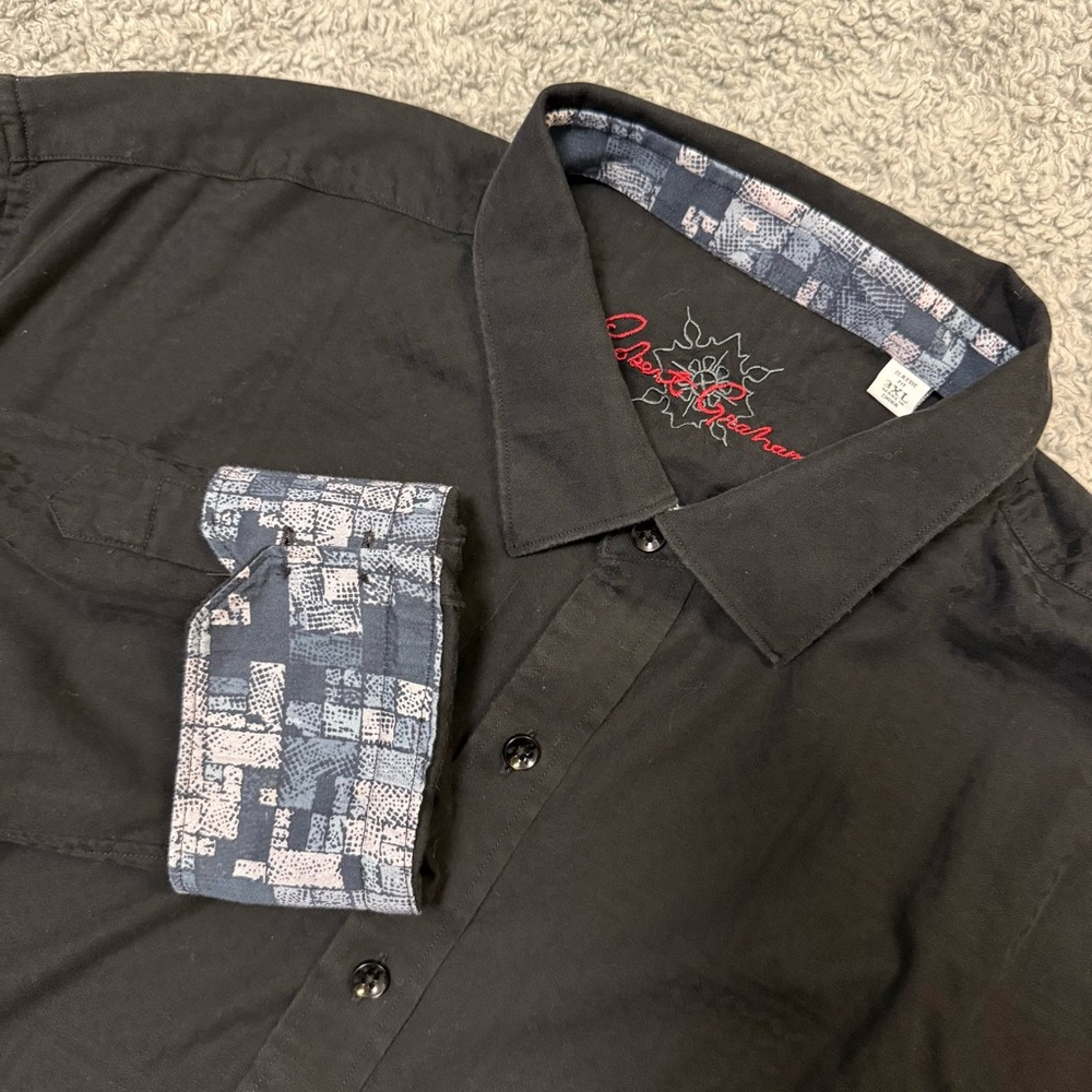 Robert Graham Men's 3XL Cotton Classic Fit Black Flip Cuff Long Sleeve Shirt